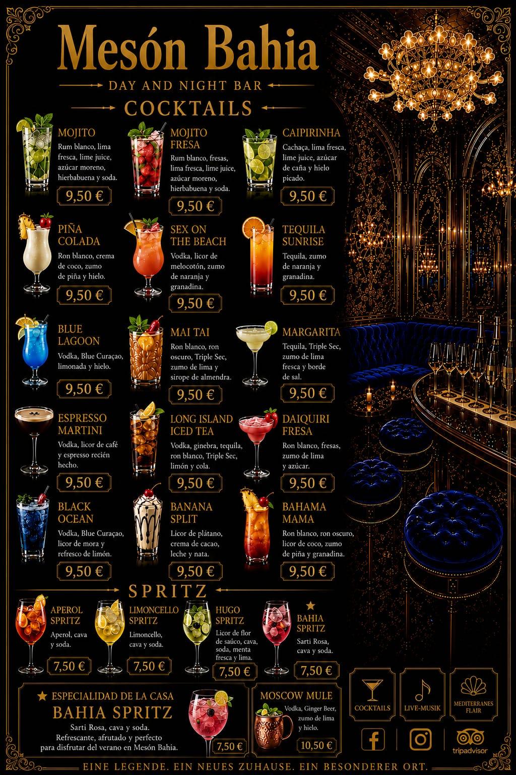 Cocktailkarte Meson Bahia